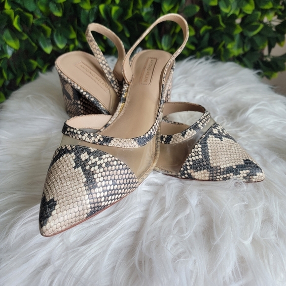 Antonio Melani Braylene Snake Print Leather Slingback Block Heel Women's Size 9 - Picture 8 of 11